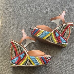 Alice + Olivia Multicolor Beaded Wedges